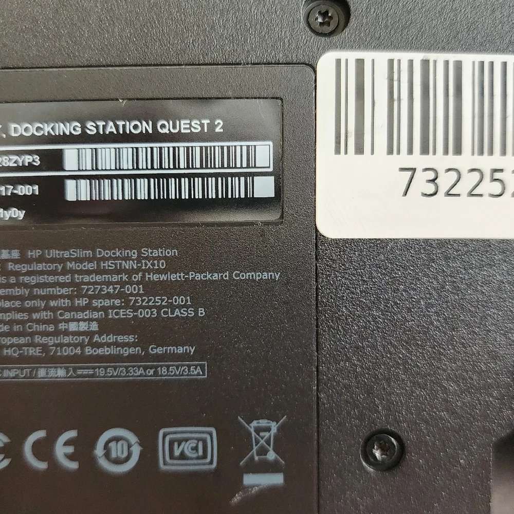 HP Quest 2 Ultra Slim Docking Station Dock With 2x Display Ports